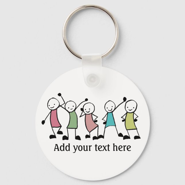 Porte-clés Heureux amis Personnages en allumettes personnalis (Recto)