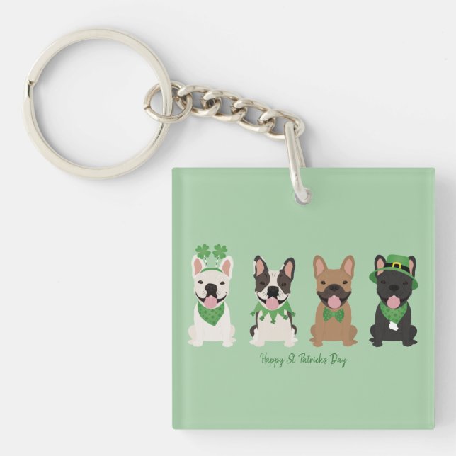 Porte-clés Heureux Bulldogs français en Jour de la Saint Patr (Devant)