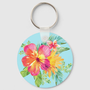 Porte-clés Hibiscus floral hawaïen tropical