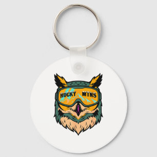 Porte-clés Hibou coloré amusant portant des lunettes de ski h
