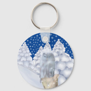 Porte-clés Hibou dans la neige