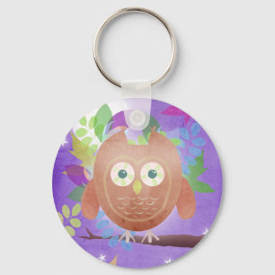 Porte-clés hibou en papier - violet - porte - clé