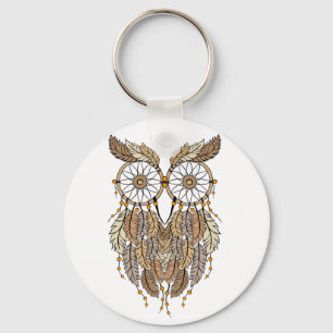 Porte-clés hibou rêveur, attrapeur de rêve tribal