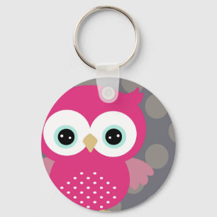 Porte-clés Hibou rose