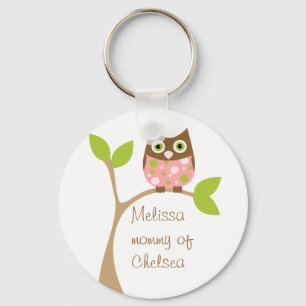 Porte-clés Hibou rose de bébé