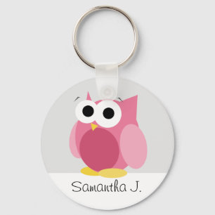 Porte-clés Hibou rose drôle - porte - clé personnalisé
