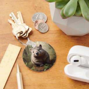 Porte-clés "Hidden in the Bush : An Aussie Wombat in the Wild