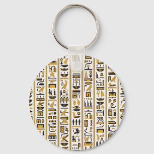 Porte-clés Hiéroglyphes égyptiens : Jaune-Noir Sans Seamless.