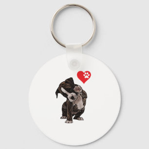 Porte-clés High Five Heart Bulldog Pup I Love Boxer Amoureux 