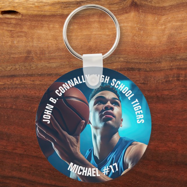 Porte-clés High School Basketball Player Photo Keepsake (Recto)
