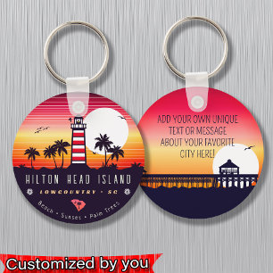 Porte-clés Hilton Head phare SC Retro Sunset Souvenirs