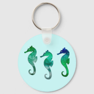 Porte-clés Hippocampes vert-foncé d'aquarelle
