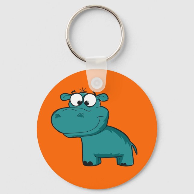 Porte-clés Hippopotame heureux bleu (Recto)