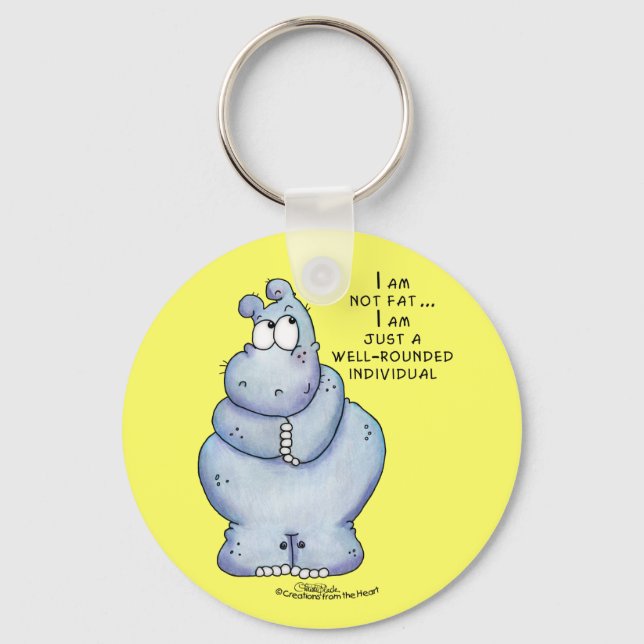 Porte-clés Hippopotame Hippo-Bleu bien arrondi (Recto)