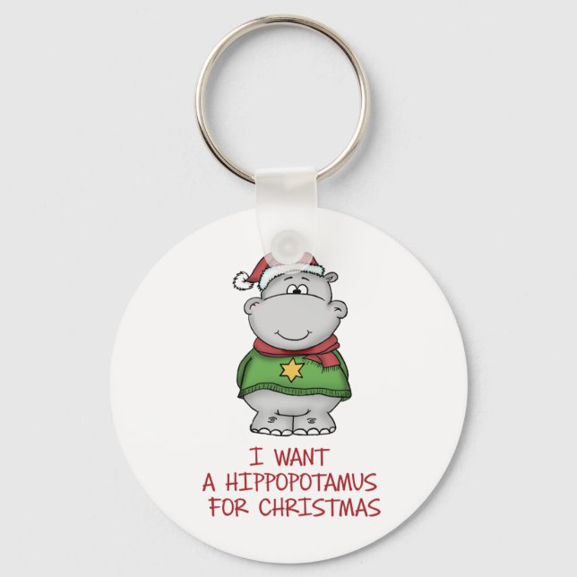 Porte-clés Hippopotame pour Noël - Joli Hippo Design (Recto)