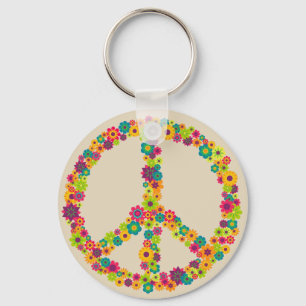 Porte-clés Hippy peace sign flowers