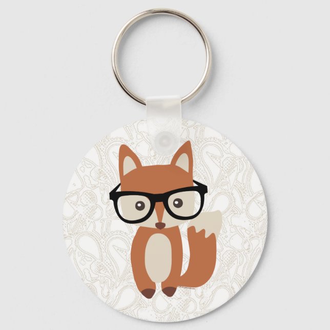 Porte-clés Hipster Baby Fox avec lunettes (Recto)