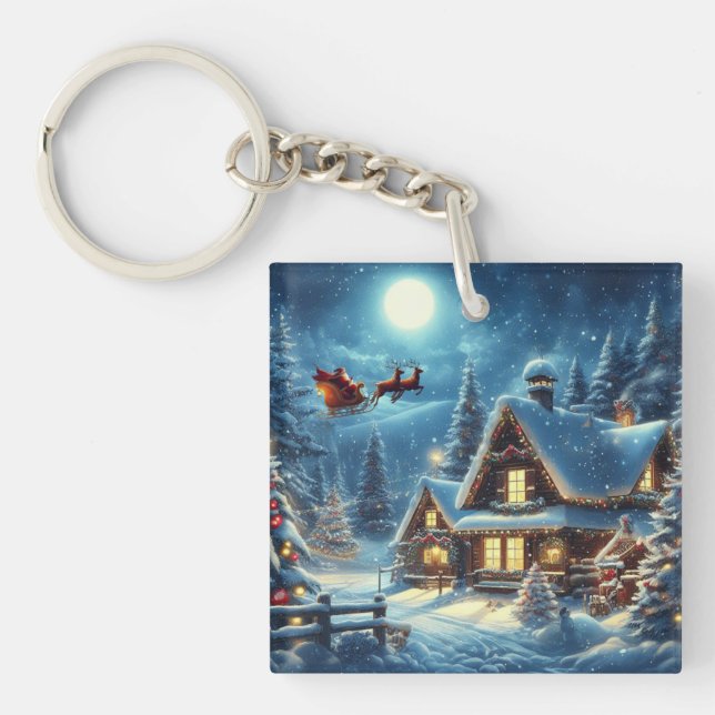 Porte-clés Hiver/Père Noël/Noël/Neige (Devant)