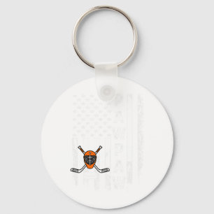 Porte-clés Hockey Papy Drapeau Américain Noël Vintage Xmas