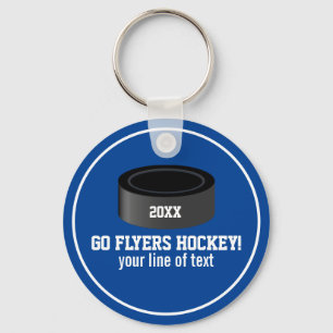 Porte-clés Hockey Puck Personnalisé Nom de l'équipe, Année, V
