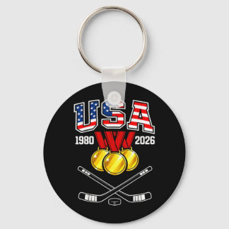 Porte-clés Hockey Vintage Usa Bâtons Croisés 1982 2026