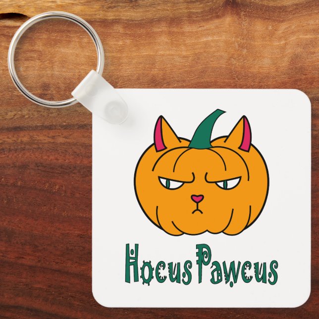 Porte-clés Hocus pawcus Halloween citrouille ginger cat magie (Recto)