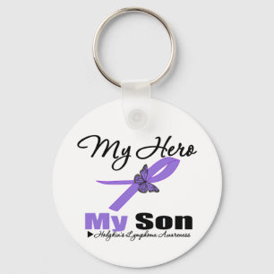 Porte-clés Hodgkins Lymphoma Ribbon Mon HERO Mon fils