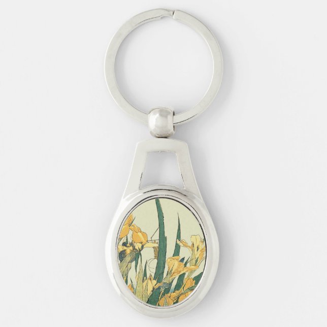 Porte-clés Hokusai grasshopper et iris Japon (Devant)