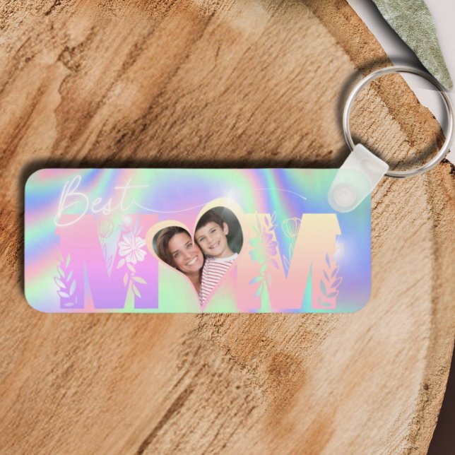 Porte-clés Hologramme Photo personnalisée Meilleure maman Por (Créateur téléchargé)