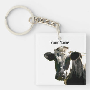 Porte-clés Holstein Cow Farm Animal laitier Noir et blanc