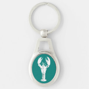 Porte-clés Homard blanc sur Turquoise / Turquoise