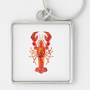 Porte-clés Homard polygonal rouge