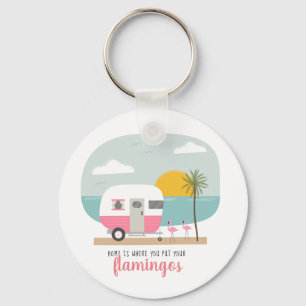 Porte-clés Home Flamants roses Pink Camper Beach