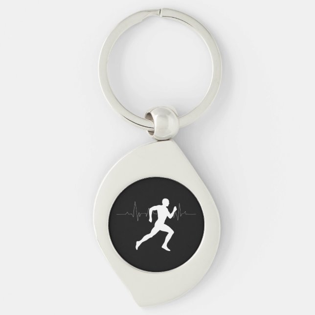 Porte-clés Homme Coureurs Silhouette HeartBeat Line (Devant)