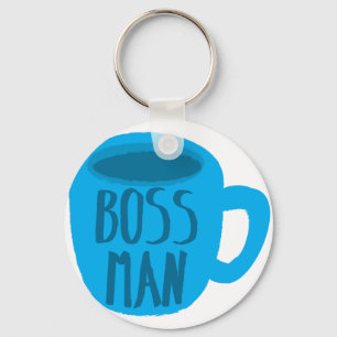 Porte-clés Homme de patron avec la tasse bleue