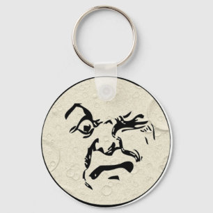 Porte-clés Homme fâché dans le visage de lune