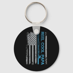 Porte-clés Homme Reel Cool Papa Pêche Drapeau Américain Patri
