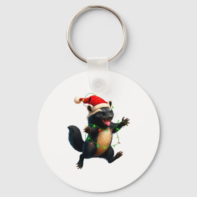 Porte-clés Honey Badger Tree Xmas Lights Santa Honey Badger C (Recto)