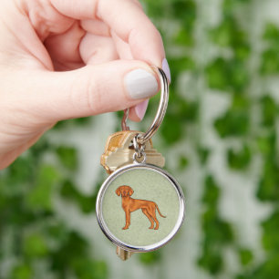 Porte-clés Hongrois Vizsla mignonne Pointer Chien debout Vert