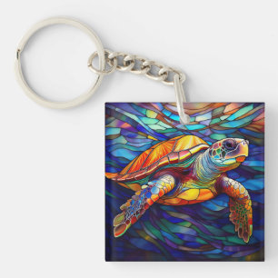 Porte-clés Honu à la tortue de mer Art en verre tendu