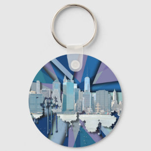 Porte-clés Horizon   3D bleu de New York City