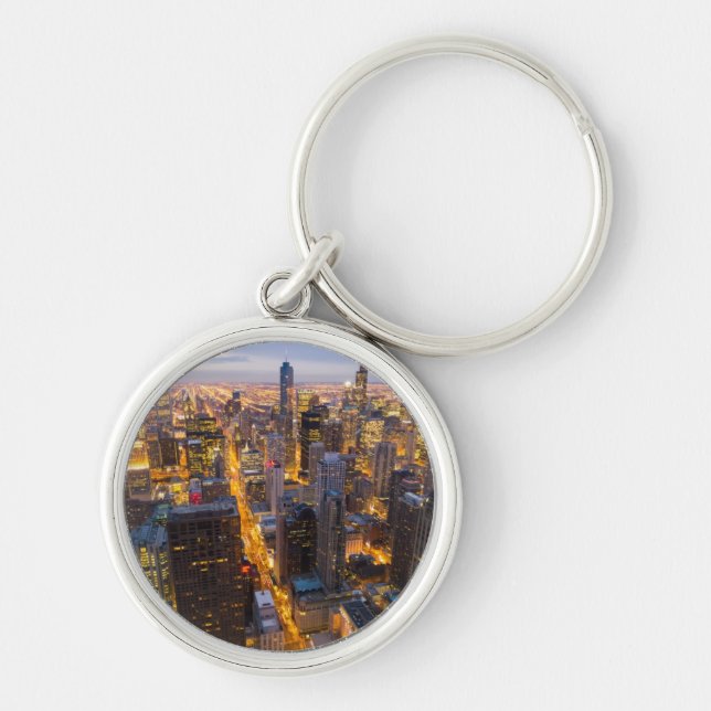 Porte-clés Horizon du centre de Chicago au crépuscule (Devant)
