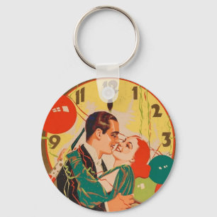 Porte-clés Horloge vintage Art Déco du baiser de la Saint-Syl