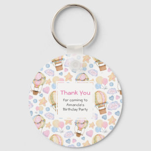 Porte-clés Hot Air Balloon Cute Watercolor Pattern Thank You