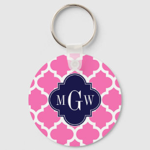 Porte-clés Hot Pink#2 Wht Moroccan #5 Navy 3 Initial Monogram
