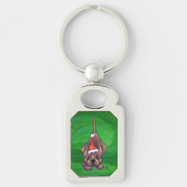 Porte-clés Hound Chien Noël sur Green (Devant)