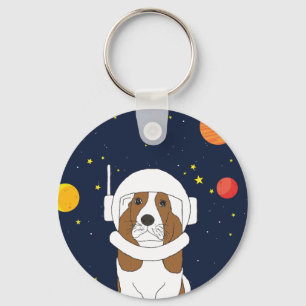 Porte-clés Hound Dog Astronaut Animal Avec Casque Spatial