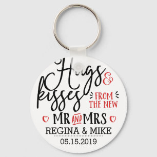 Porte-clés Hugs and Kisses New Mr and Mrs Handwriting Scipt