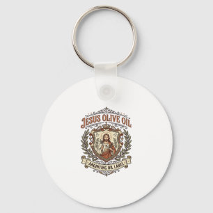 Porte-clés Huile d'onction d'olive Jésus Étiquette Huile d'ol