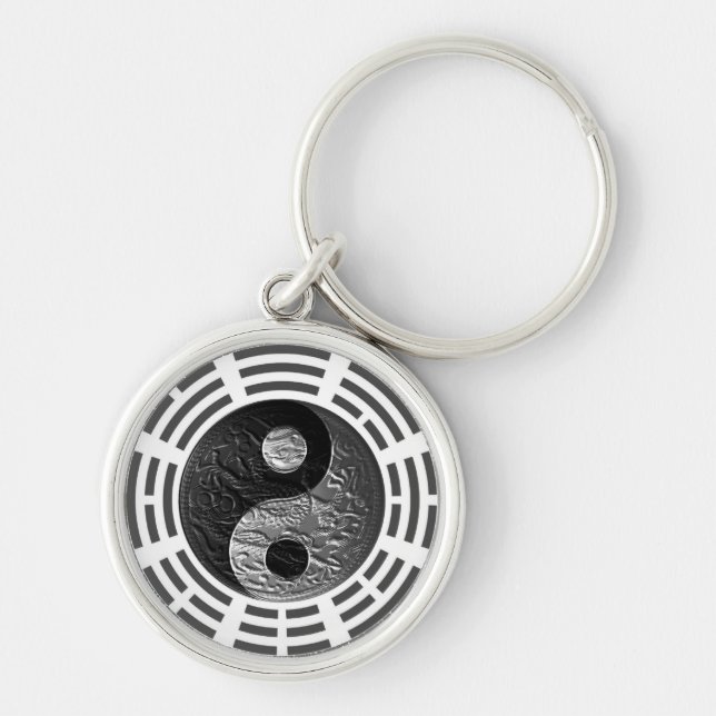 Porte-clés Huit Trigrams Yin Yang Graver en refief-Comme le (Devant)